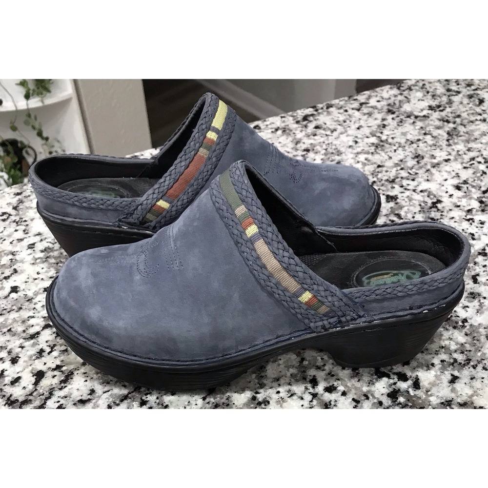 Dream by Durango Blue Leather Clogs Women's Size 7 Western Fabric Trim